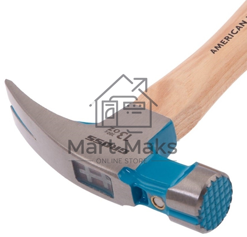 Молоток-гвоздодер Gross AMERICAN HICKORY 380 г, угол 75, магнит, обрезиненная рукоятка