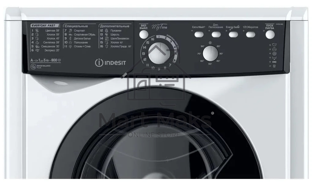 Стиральная машина Indesit EWSB 5085 BK CIS белый, загрузка фронтальная 5 кг, 800 об/мин., класс: А