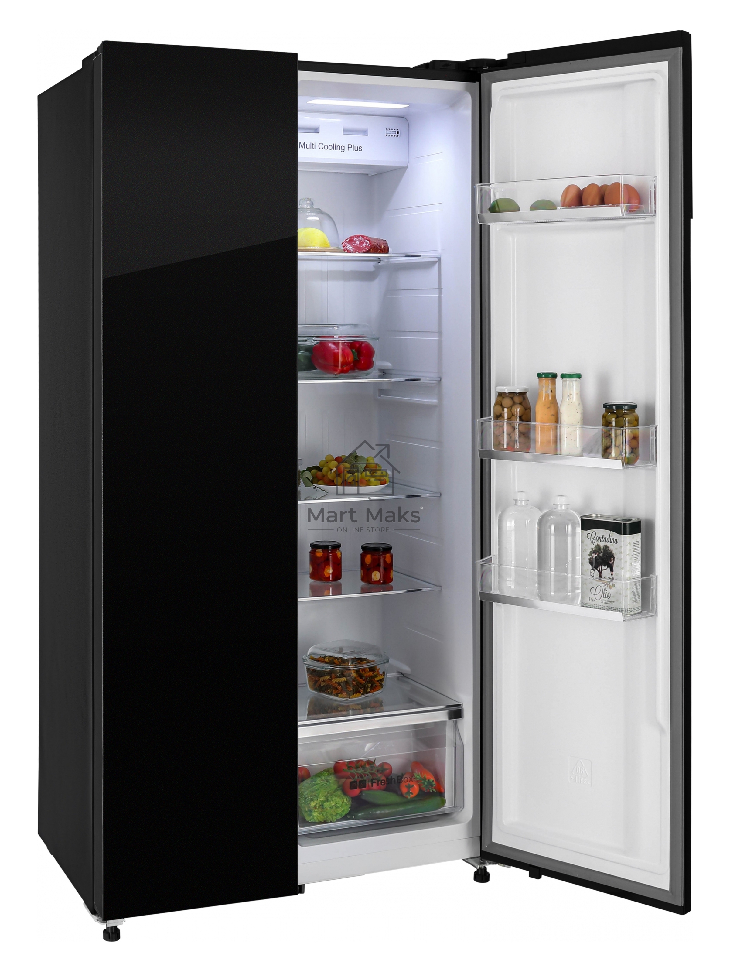 Холодильник Nordfrost RFS 525DX NFGB inverter черное стекло двухкамерный 283/183л морозилка сбоку, No Frost, Side-by-Side