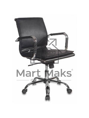 Кресло руководителя Бюрократ CH-993-Low/Black черный, низкая спинка, искусственная кожа, крестовина хром