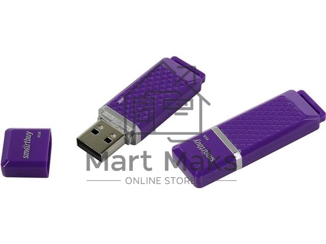 Флешка USB Smartbuy Quartz Violet (SB8GbQZ-V), 8Gb, USB 2.0, R/W 15/5, фиолетовый