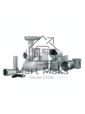 Мясорубка электрическая Белвар Помощница КЭМ-36/220-4-33 белый, 1000 Вт, 0.6 кг/мин, реверс, защита от перегрузки, насадки - 6