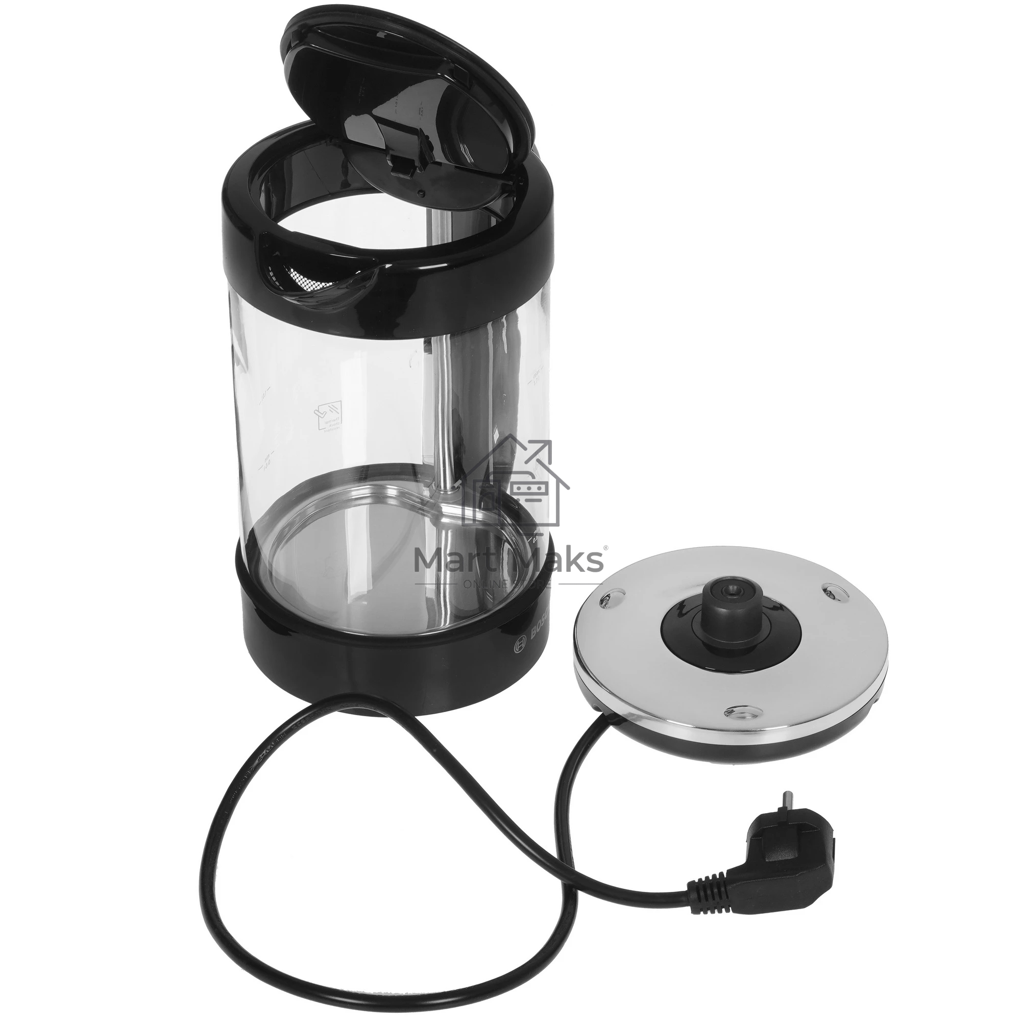 Чайник электрический Bosch TWK70B03 1.7 л, 2400 Вт, черный (корпус: стекло)