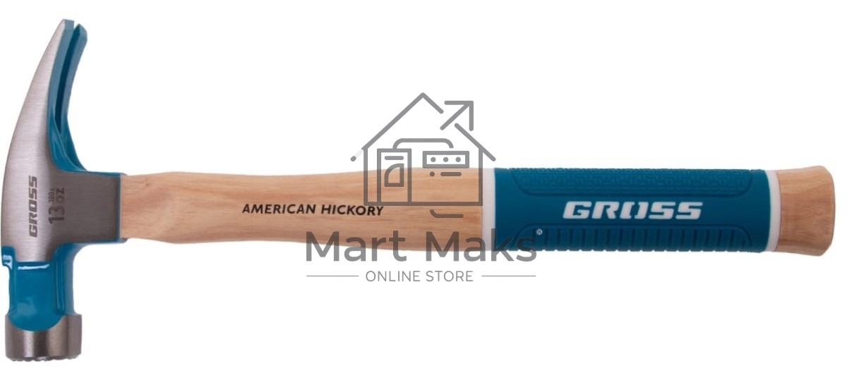 Молоток-гвоздодер Gross AMERICAN HICKORY 380 г, угол 75, магнит, обрезиненная рукоятка