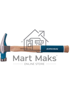 Молоток-гвоздодер Gross AMERICAN HICKORY 380 г, угол 75, магнит, обрезиненная рукоятка