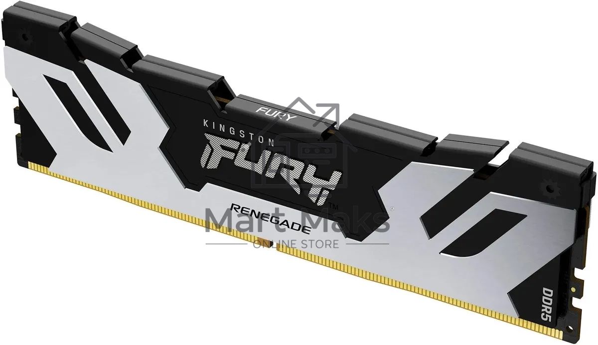 Оперативная память Kingston Fury Renegade, DDR5, 24GB (1x24GB), 6400MHz, CL32, DIMM, с радиатором, серебристый/черный