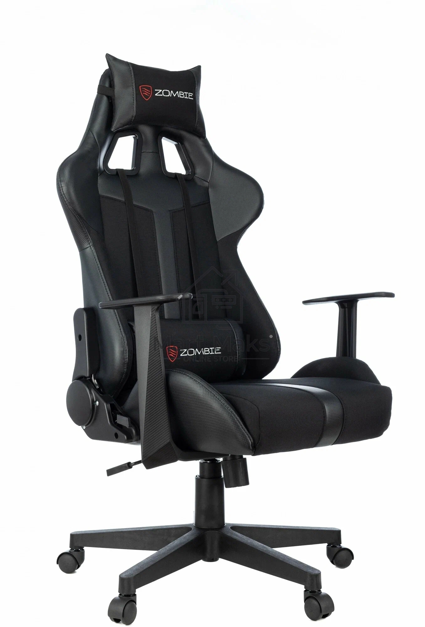 Кресло игровое Zombie Defender II черный/карбон текстиль/эко.кожа крестов. пластик