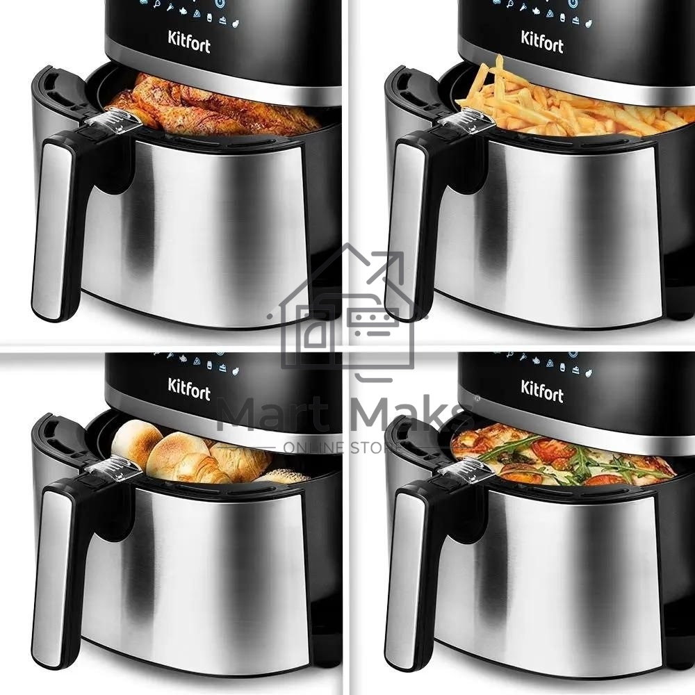 Аэрогриль Kitfort КТ-2221 черный, 1500 Вт, 3.3 л, сенсор, 8 программ