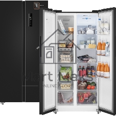 Холодильник Weissgauff WSBS 500 Inverter NoFrost Black двухкамерный 270/180л морозилка слева, No Frost, Side by Side