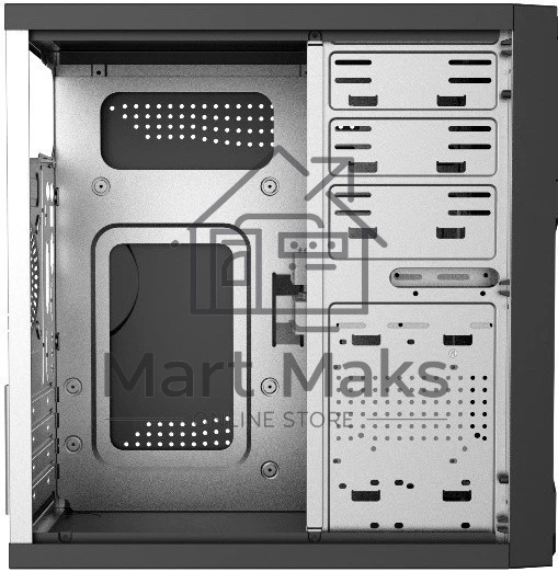 Компьютерный корпус с блоком питания Foxline 450Вт. Сase Forza mATX, 450W, 2xUSB 2.0, Black, w/o FAN, 12 см fan PSU, power cord