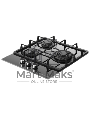 Варочная поверхность Kuppersberg FG 40 B, газ, High-Tech, 45 см, автоматический электроподжиг, газ-контроль, SABAF конфорки, чугунные решетки, WOK конфорка, цвет черное стекло, цвет фурнитуры черный