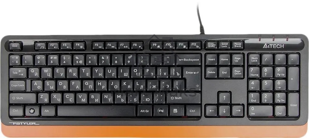 Клавиатура A4Tech Fstyler FK10 проводная, USB, черный/оранжевый