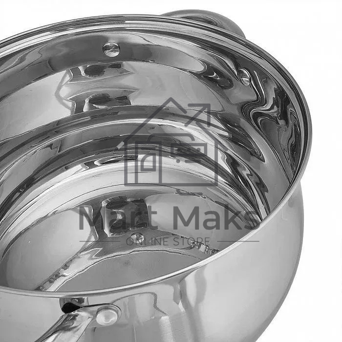 Набор посуды WEBBER BE-616/6 из нерж.стали 6 пр. 2,1 л, 2,9 л, 3,9 л со стеклянными крышками В наборе 6 предметов: кастрюля со стеклянной крышкой 16х10,5 см; 2,1 л кастрюля со стеклянной крышкой 18х11,5 см; 2,9 л кастрюля со стеклянной крышкой 20х12,5см; 