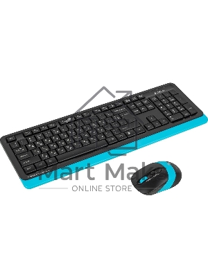 Комплект клавиатура + мышь A4 Fstyler FG1010 клав:черный/синий мышь:черный/синий USB беспроводная Multimedia