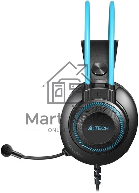 Гарнитура проводная с микрофоном A4Tech Fstyler FH200U серый/синий 2м накладные USB оголовье (FH200U BLUE)