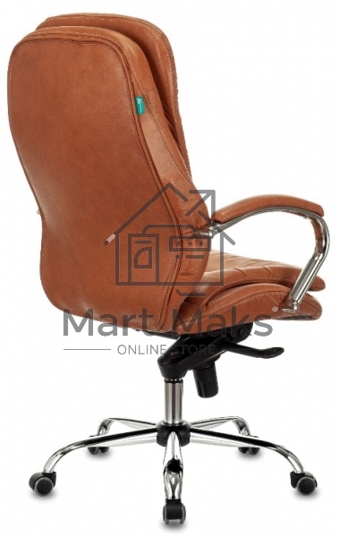 Кресло руководителя Бюрократ T-9950 светло-коричневый Leather Eichel, кожа, крестов. металл хром