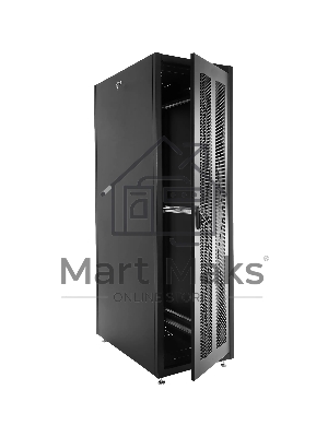 Шкаф серверный напольный ЦМО ШТК-Э, IP20, 48U, 2254х800х1000 мм (ВхШхГ), дверь: перфорация, боковая панель: сплошная, разборный, черный