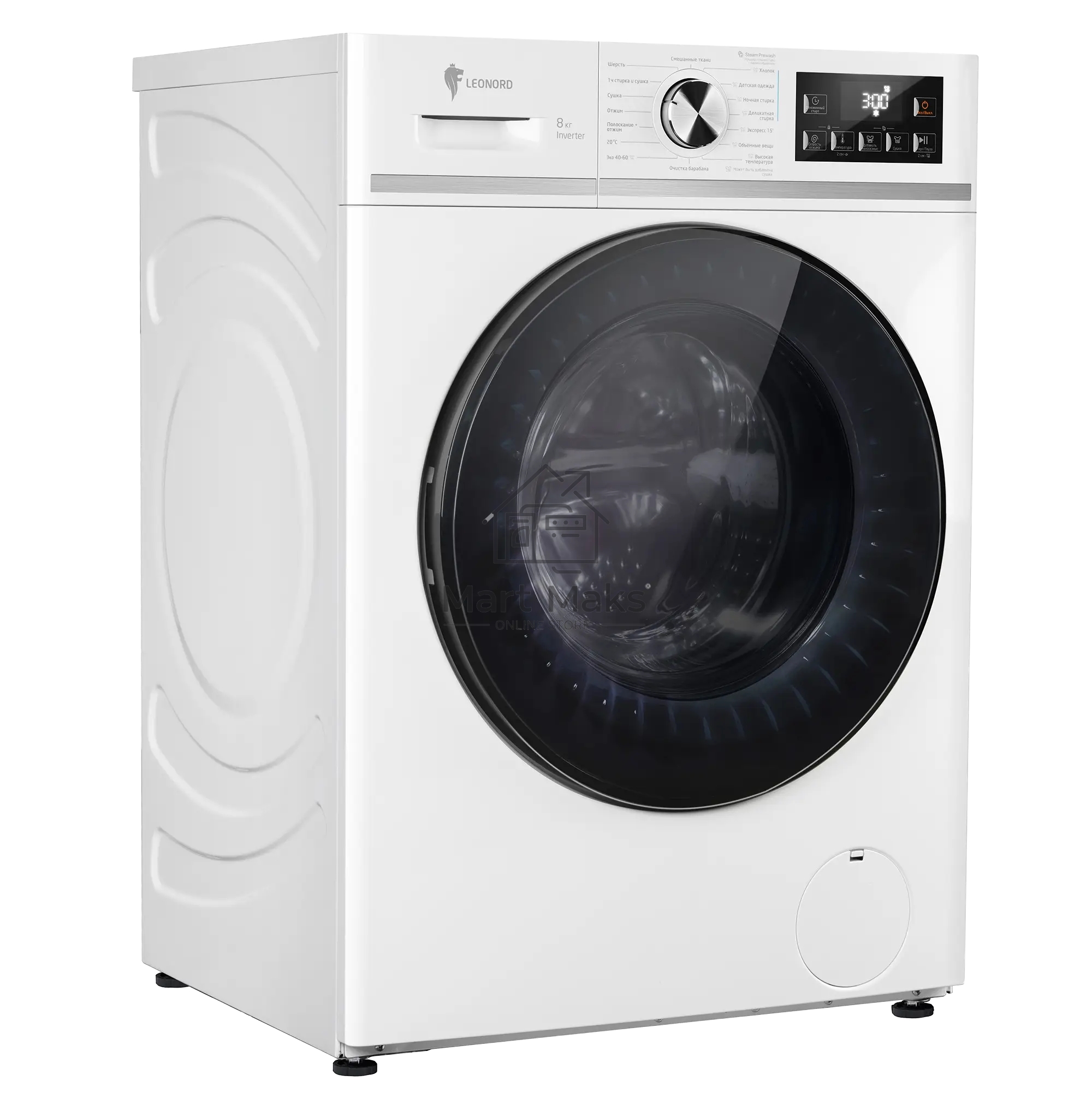 Стиральная машина с сушкой LEONORD LWM-103812D (109591) белая, загрузка фронтальная 8кг, 1200 об/мин., класс: B
