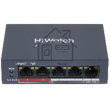 Коммутатор HiWatch DS-S504P(B), 4×100 Мбит/с PoE+ + 1×100 Мбит/с, неуправляемый