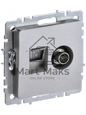 Розетка телевизионная двойная TV+RJ45 IEK Brite РТВ/РК12-БрА (BR-AK20-1-K47) кат.5E алюминий
