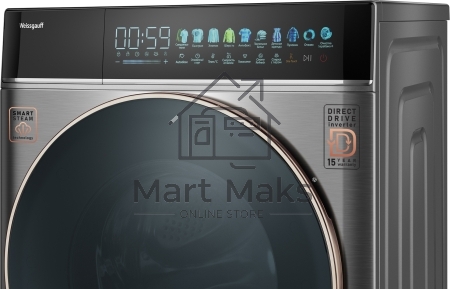 Стиральная машина Weissgauff WM 58411 Direct Drive Inverter Premium Steam Grey серая, загрузка фронтальная 11кг, 1400 об/мин., класс: A+++