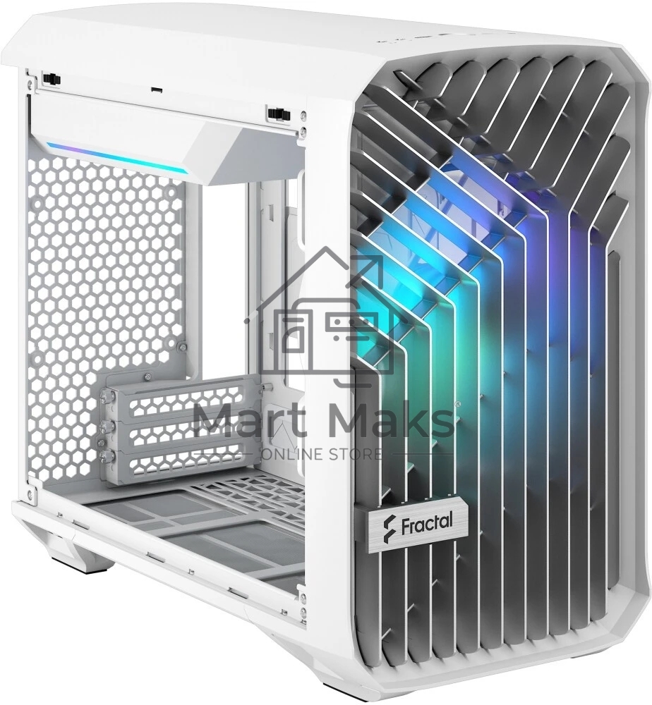 Корпус ПК без блока питания Fractal Design Torrent Nano RGB TG Clear Tint, Mini-Tower, 1x180mm RGB, 2xUSB-A 3.2 + 1xUSB 3.2 Type-C mITX, mDTX White