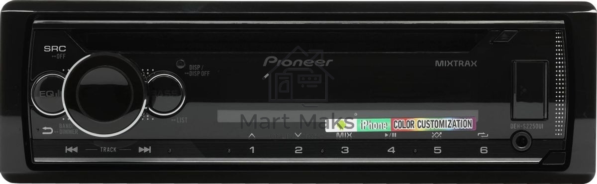 Автомагнитола Pioneer DEH-S2250UI, 1 DIN, CD, USB Type-A, AUX, пульт ДУ, съёмная панель