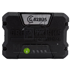 Аккумулятор GreenWorks G82B2, 82V, 2,5 А.ч (2914907) - это литий ионная (Li-ion) батарея, силой тока 2,5 ампер/час и выполненная по самым передовым технологиям. Применяется в линейке всех устройств Greenworks 82V Commercial. Аккумулятор состоит из ячеек производства японской компании LG. Ячейки этого производителя обладают самыми высокими показателями по емкости и выдаваемому напряжению, и относятся к классу A++. Батарея снабжена специальной платой управления, благодаря которой ячейки заряжаются и разряжаются равномерно и одновременно, что значительно продлевает срок жизни аккумулятора (среднее время 7 лет), а также отсутствует эффект потери мощности инструмента при разряде. Для надежной работы аккумулятор снабжен чипом, который защищает его от перезаряда, перегрева и глубокого разряда.Благодаря высокотехнологичным ячейкам, плате управления и защитному чипу, аккумулятор обладает долгим сроком службы - до 2000 циклов заряда-разряда. Корпус - ударопрочный