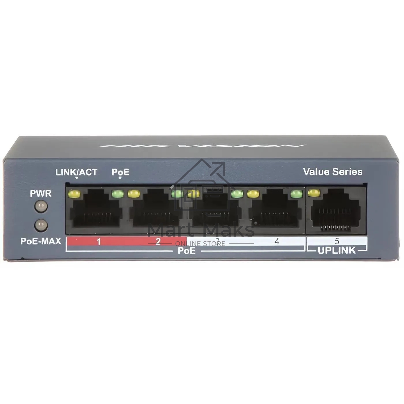 Коммутатор Hikvision DS-3E1105P-EI, 4×100 Мбит/с PoE+ + 1×100 Мбит/с, настраиваемый