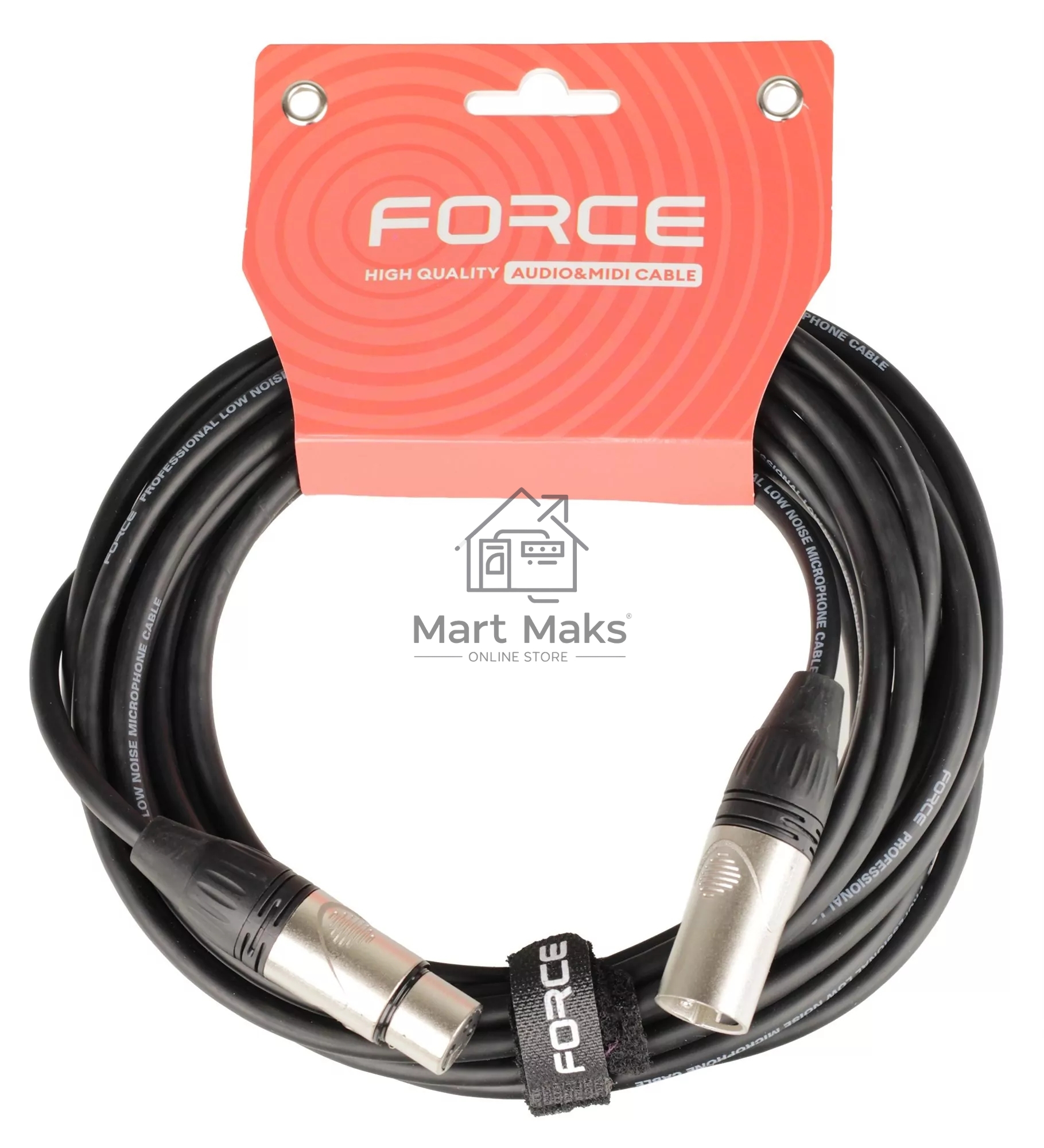 Кабель микрофонный FORCE FMC-05/6XLR (M) - XLR (F), высококачественный балансный, малошумящий с проводниками из безкислородной меди OFC, диаметр 6 мм, профессиональные металлические разъемы, длина 3 м, цвет черный