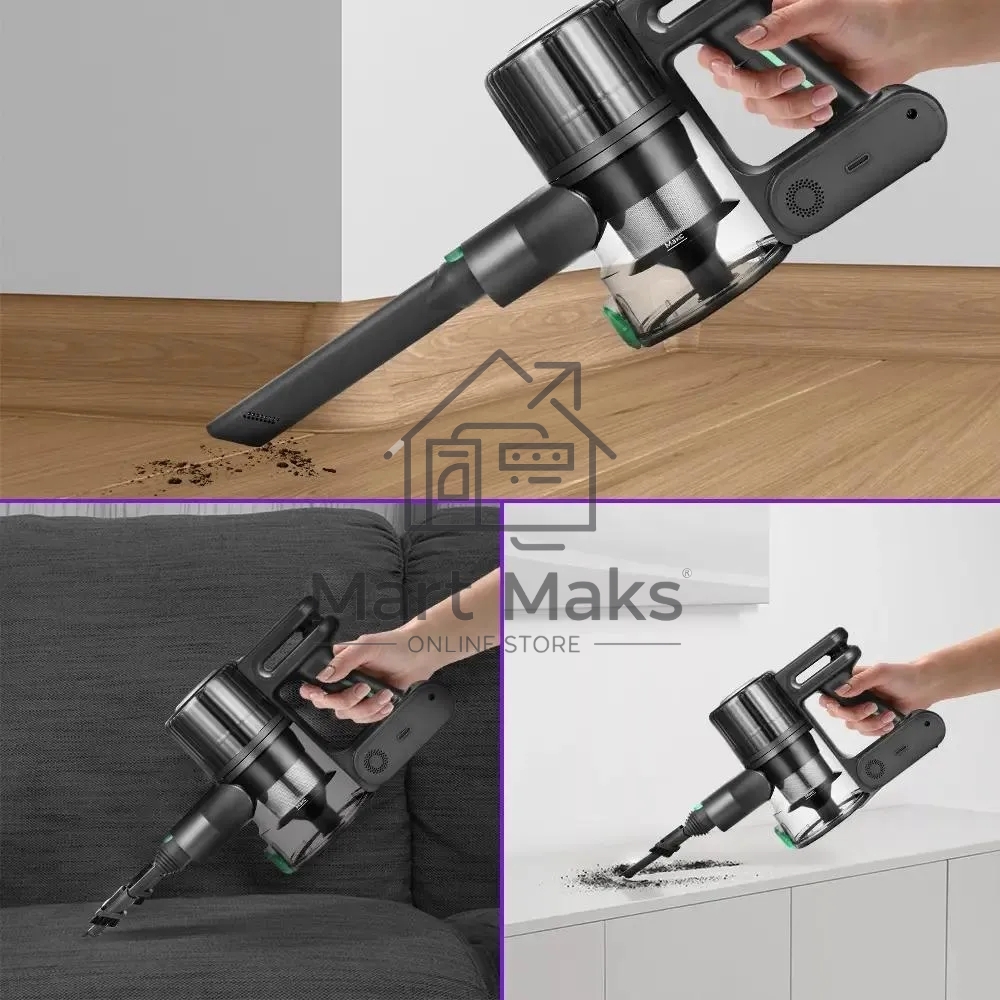 Пылесос ручной Kitfort КТ-5168 зеленый/черный, питание от аккумулятора, 75 Вт, уборка сухая, пылесборник 0.5 л, работа от АКБ max 32 мин.