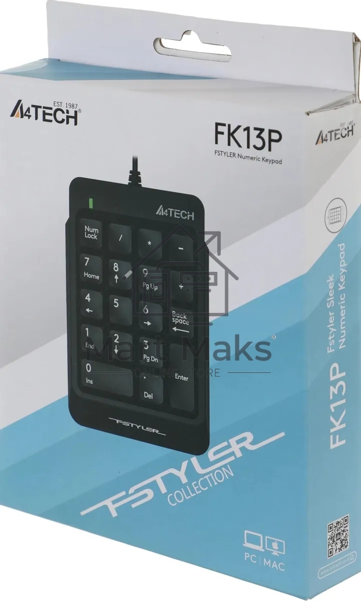 Числовой блок A4Tech Fstyler FK13P проводной, USB, черный