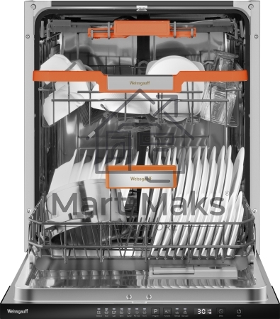 Встраиваемая посудомоечная машина Weissgauff BDW 6037 Inverter, серая сталь, 59.6 см, 15 компл., 42 дБ, класс A+++