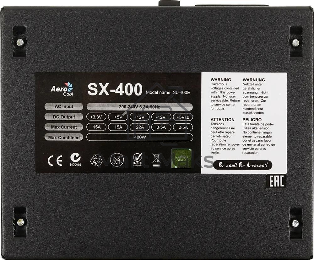 Блок питания Aerocool / Formula SX-400, 400W, 400Вт, 80мм, черный