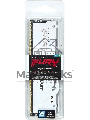 Оперативная память Kingston Fury Beast, DDR5, 16Gb (1x16 GB), 6000 MHz, CL30, радиатор, RGB, белый