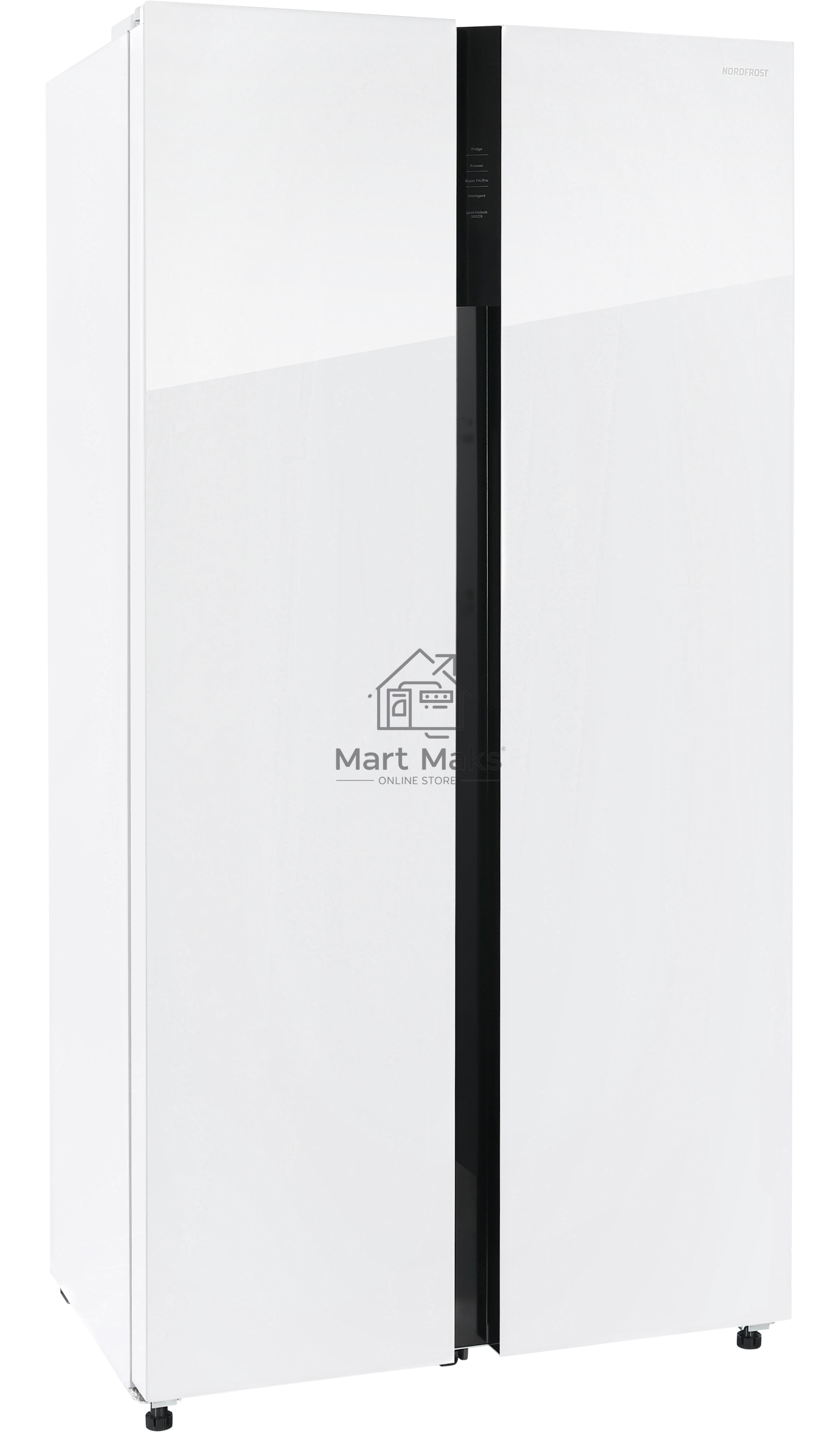 Холодильник Nordfrost RFS 525DX NFGW inverter белое стекло двухкамерный 283/183л морозилка сбоку, No Frost, Side-by-Side