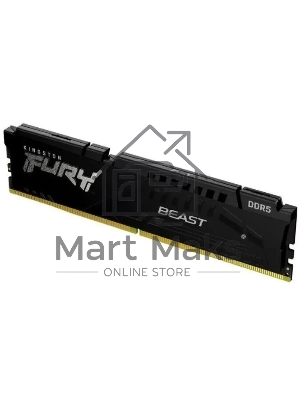 Оперативная память Kingston Fury Beast, DDR5, 16Gb (1x16Gb), 6000MHz, CL36, DIMM, с радиатором, черный