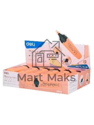 Текстовыделитель Deli EU356-OR Macaron, скошенный пишущий наконечник, 1-5мм, персиковый