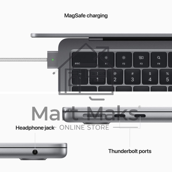 Ноутбук Apple 13-inch MacBook Air: Apple M2 with 8-core CPU, 10-core GPU/16Gb/512GB SSD - Space Gray/EN