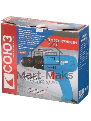 Дрель-шуруповерт СОЮЗ ДУС-2142, 450 Вт, 14,5 Нм, щеточный