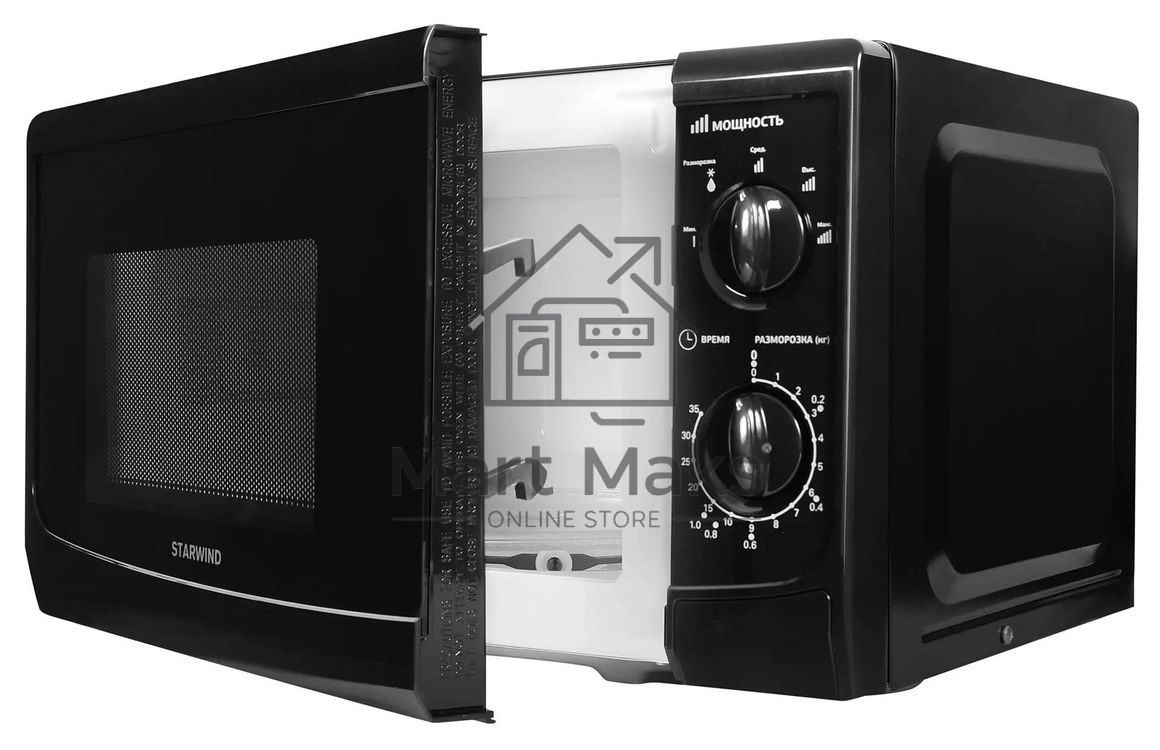 Микроволновая печь Starwind SWM5720 черный, 20 л, 700 Вт, переключатели - поворотный механизм