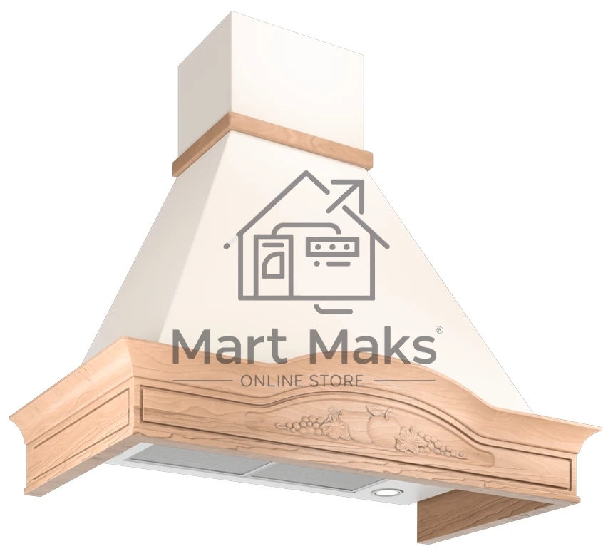 Вытяжка каминная Elikor Вилла Фрукты 90П-650-П3Д бежевый/дуб, 90 см, 650 куб. м/ч, 56 дБ