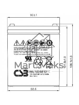 Батарея CSB HRL 1225W (12V 6Ah) F2