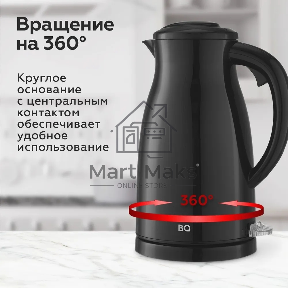Чайник BQ KT1709S черный. Мощность:1800/Объем:1,5