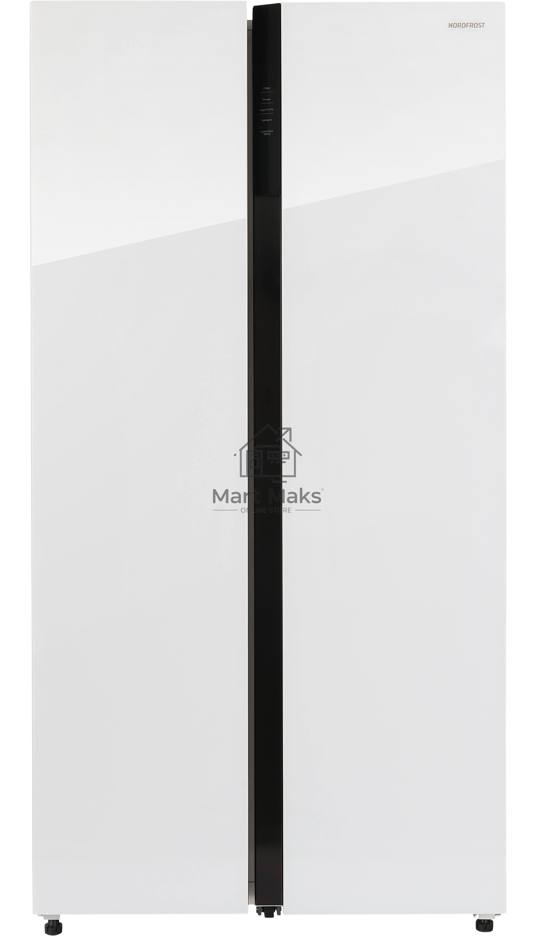 Холодильник Nordfrost RFS 525DX NFGW inverter белое стекло двухкамерный 283/183л морозилка сбоку, No Frost, Side-by-Side