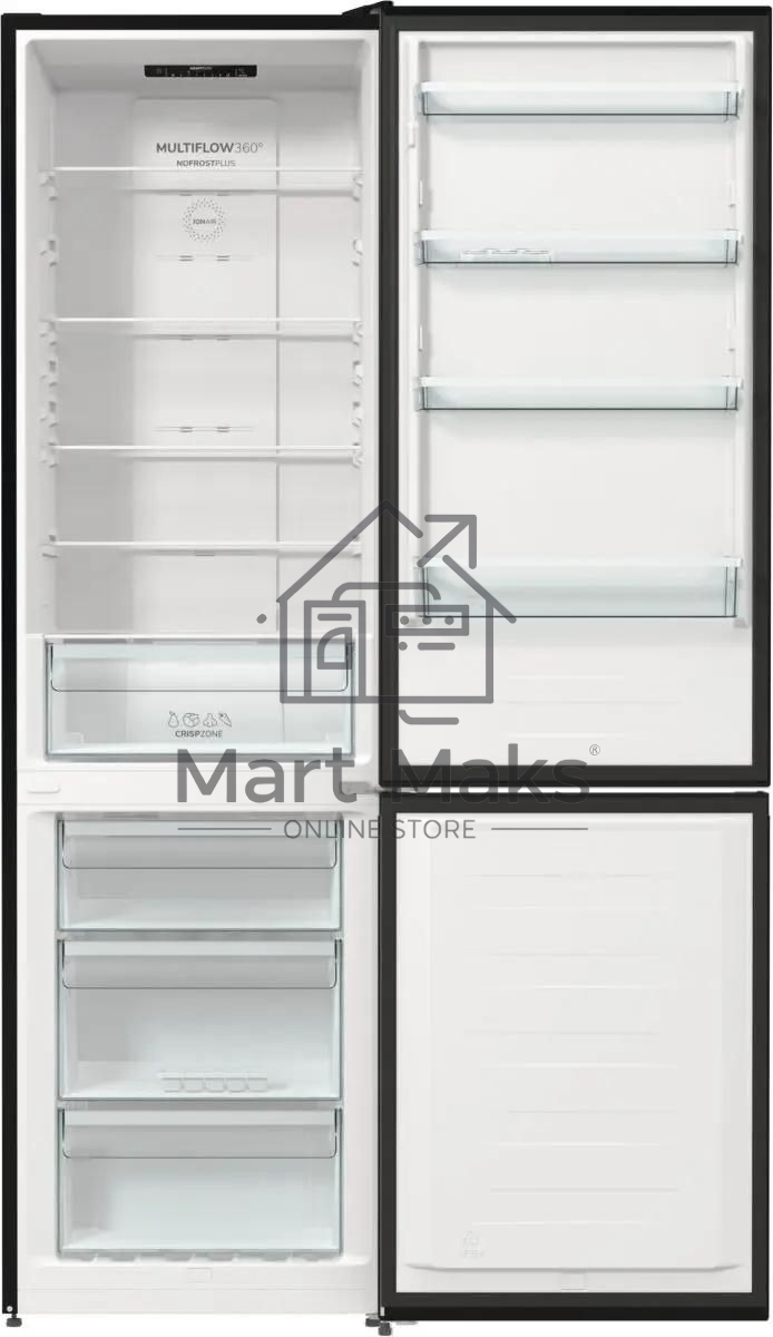 Холодильник Gorenje NRK6202EBXL4 черный матовый двухкамерный 235/96л морозилка снизу, No Frost