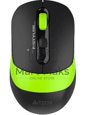Мышь беспроводная A4Tech Fstyler FG10CS Air черный/зеленый, 2000 dpi, радиоканал, USB, кнопки - 4