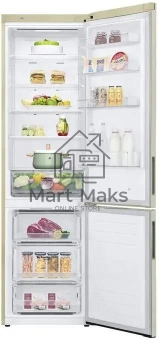 Холодильник LG GA-B509CEWL бежевый двухкамерный 277/107л морозилка снизу, No Frost