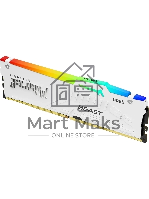 Оперативная память Kingston Fury Beast, DDR5, 16Gb (1x16 GB), 6000 MHz, CL30, радиатор, RGB, белый