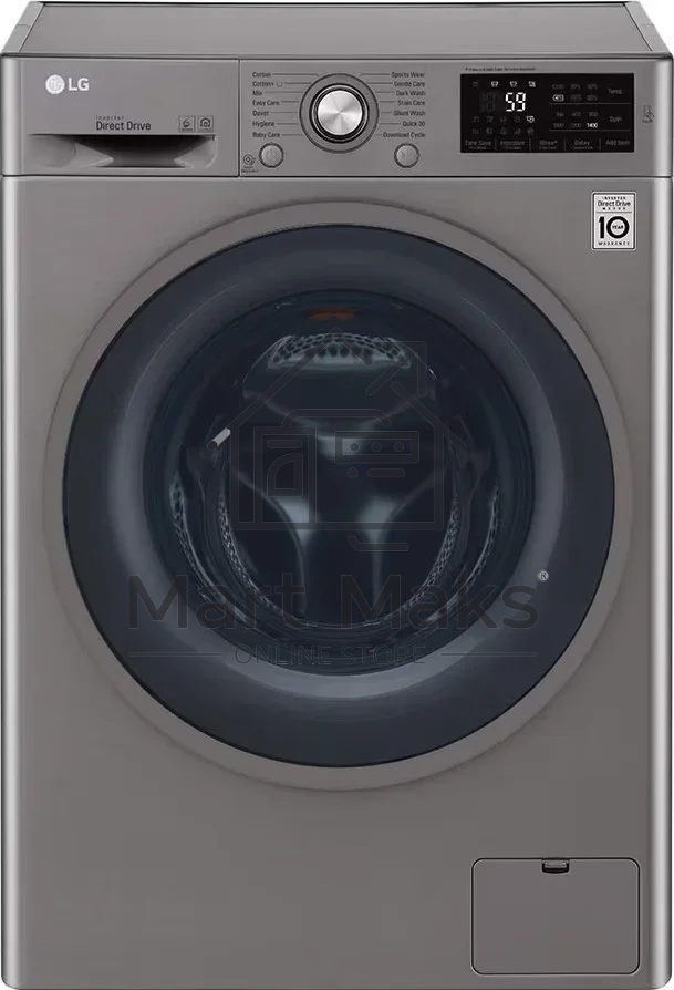 Стиральная машина LG F4J6TNP8S серебристая, загрузка фронтальная 8 кг, 1400 об/мин, класс A